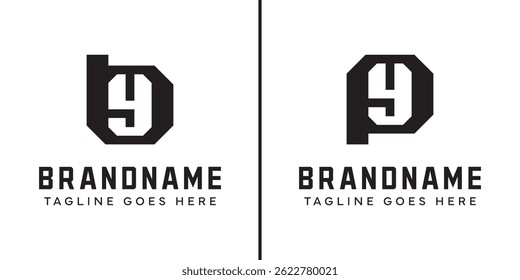 Letters BY and PY Monogram Logo Set, suitable for any business with BY YB PY YP initials
