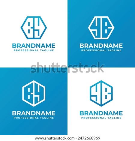 Letters BY and YB Hexagon Logo Set, suitable for business with BY or YB initials