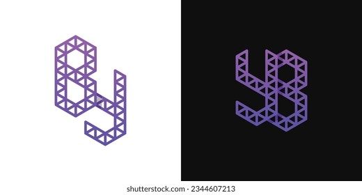 Briefe BY und YB Polygon Logo Set, geeignet für den Geschäftsbereich Polygon mit BY- und YB-Initialen.