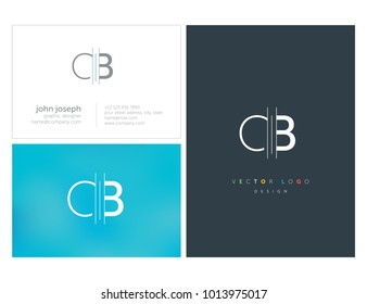 Letters C B, C & B joint logo icon with business card vector template.
