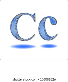 Letters C big and small in a jeans structure with a double line.