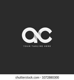 Letters A C, A & C Company logo icon in grey and white colour vector element.