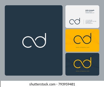 Letters C D, C&D joint logo icon with business card vector template.