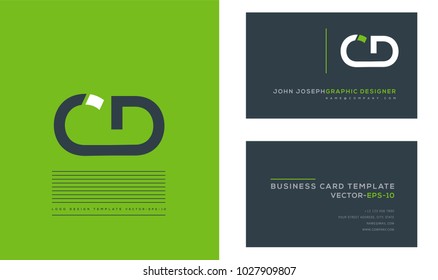 Letters C D, C & D joint logo icon with business card vector template.