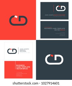 Letters C D, C & D joint logo icon with business card vector template.
