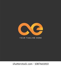Letters C & E logo, emblem or icon with business card vector template.
