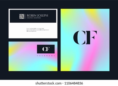 Letters C F joint logo icon with business card vector template.