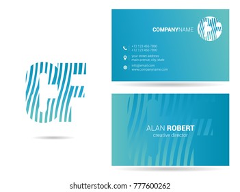 Letters C F Logo icon with Business Card Template Vector