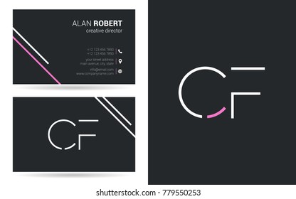 Letters C F Stroke Logo icon with Business Card Template Vector.