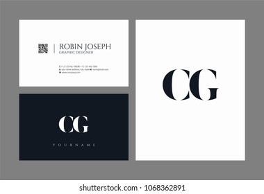 Letters C G joint company logo icon with business card vector template.