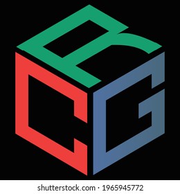 letters c g r, minimalist simple vector clean monogram logo cube 