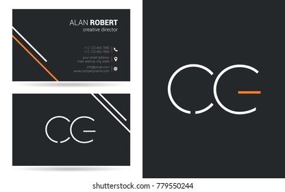 Letters C G Stroke Logo icon with Business Card Template Vector.