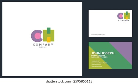 Letters C H Joint logo icon with business card vector template.