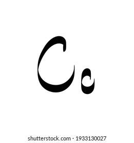 Letters of (C) . Handwritten by brush. Vector illustration