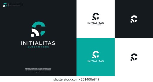 Letras C com inspiração de design de logotipo minimalista humano