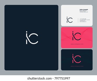 Letters I C, I&C joint logo icon with business card vector template.