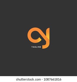 Letters C & J logo, emblem or icon with business card vector template.
