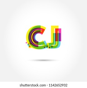 Letters C J logo, multi colour letters icon vector template.
