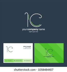 Letters I & C joint logo icon with business card vector template.
