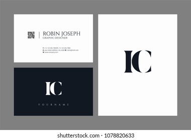 Letters I C, I & C joint logo icon with business card vector template.