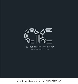 Letters A & C joint logo icon. Stroke letter vector element.
