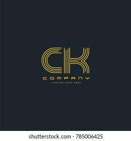 Letters C & K joint logo icon. Stroke letter vector element.
