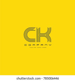 Letters C & K joint logo icon. Stroke letter vector element.
