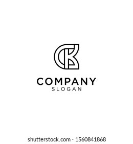 the letters C and k in one form. The color is black and with elegant lineart element. Editable and easy to custom