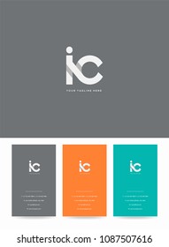 Letters I C logo, emblem or icon with business card vector template.