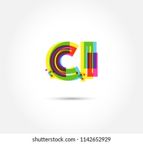 Letters C I logo, multi colour letters icon vector template.
