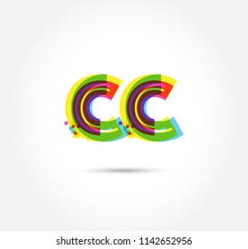Letters C C logo, multi colour letters icon vector template.
