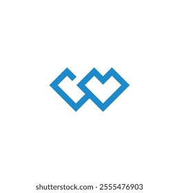 letters c m blue diamond simple geometric line logo vector 