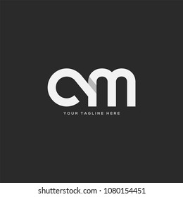 Letters C M, C & M Company logo icon in grey and white colour vector element.