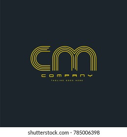 Letters C & M joint logo icon. Stroke letter vector element.

