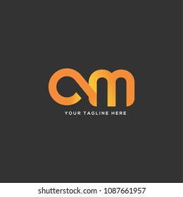 Letters C & M logo, emblem or icon with business card vector template.
