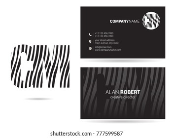 Letters C M Logo icon with Business Card Template Vector