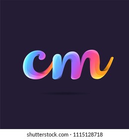 Letters C M logo, multi colour letters icon vector template.