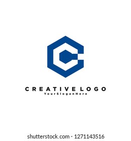 The letters C and C are made into hexagons, one of the letters C is located in the negative area