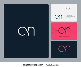 Letters C N, C&N joint logo icon with business card vector template.