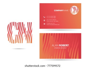 Letters C N Logo icon with Business Card Template Vector