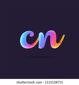 Letters C N logo, multi colour letters icon vector template.
