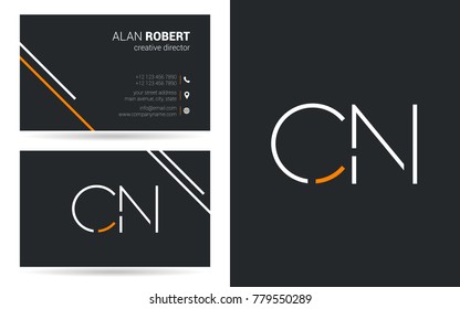 Letters C N Stroke Logo icon with Business Card Template Vector.