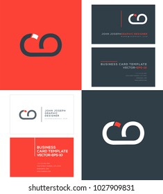 Letters C O, C & O joint logo icon with business card vector template.