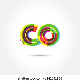 Letters C O logo, multi colour letters icon vector template.
