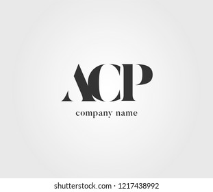 Letters A C P Joint logo icon in white and grey colour scheme vector template.