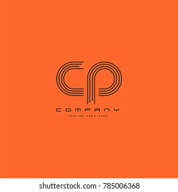 Letters C & P joint logo icon. Stroke letter vector element.
