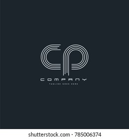 Letters C & P joint logo icon. Stroke letter vector element.
