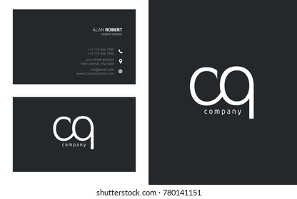 Letters C Q Logo icon with Business Card Template Vector.