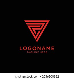 letters c r 7. logo vector design red.