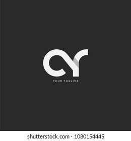 Letters C R, C & R Company logo icon in grey and white colour vector element.